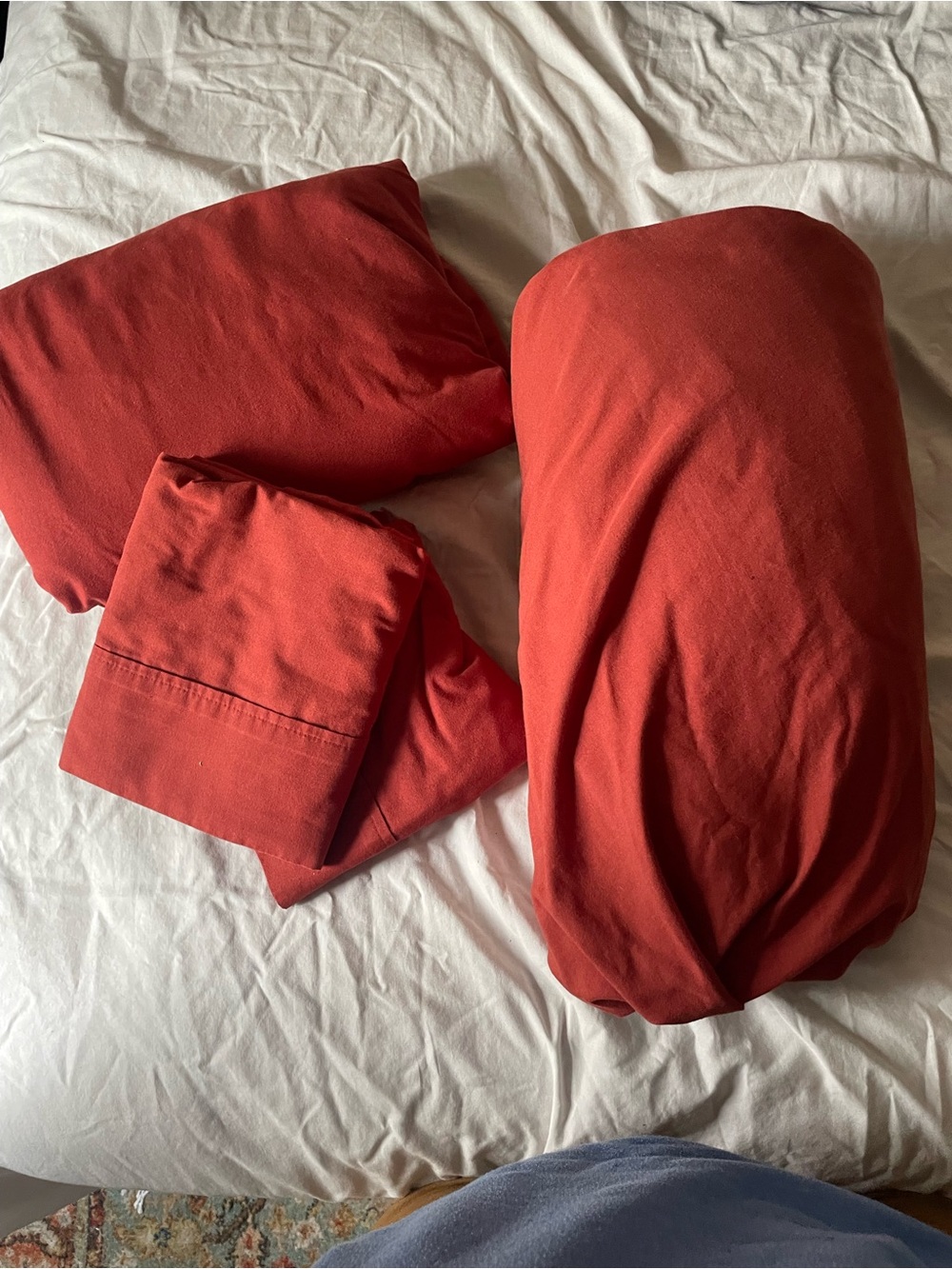 Rust Red Full Sized Bedding Sheet Set - Soft Cotton